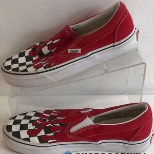 NWOT DEADSTOCK Flame Checkerboard w/Red Blood Drips Slip-Ons. Sizes~ M5, W6.